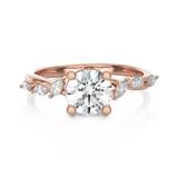 Round Lab Grown Diamond Side Stone Engagement Ring