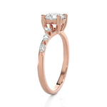 Round Lab Grown Diamond Side Stone Engagement Ring