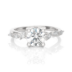 Round Lab Grown Diamond Side Stone Engagement Ring