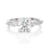 Round Lab Grown Diamond Side Stone Engagement Ring
