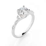 Round Lab Grown Diamond Side Stone Engagement Ring