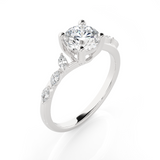 Round Lab Grown Diamond Side Stone Engagement Ring