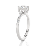 Round Lab Grown Diamond Side Stone Engagement Ring