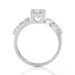 Round Lab Grown Diamond Side Stone Engagement Ring