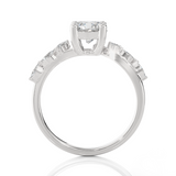 Round Lab Grown Diamond Side Stone Engagement Ring