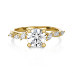 Round Lab Grown Diamond Side Stone Engagement Ring
