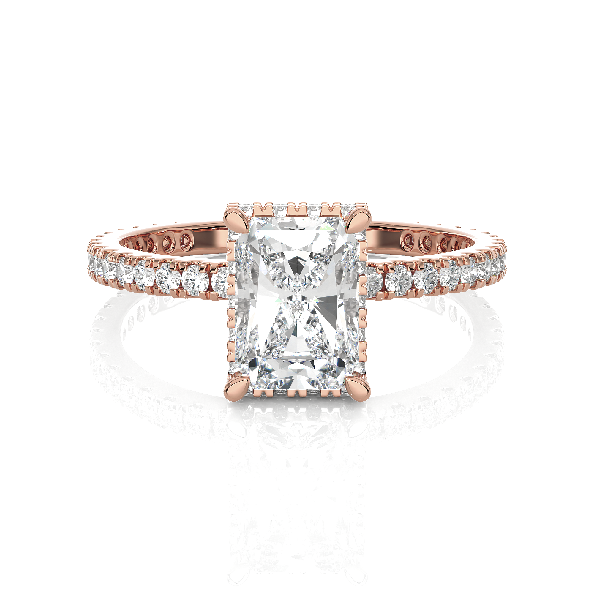 Emerald-Cut Lab Grown Diamond Halo Engagement Ring