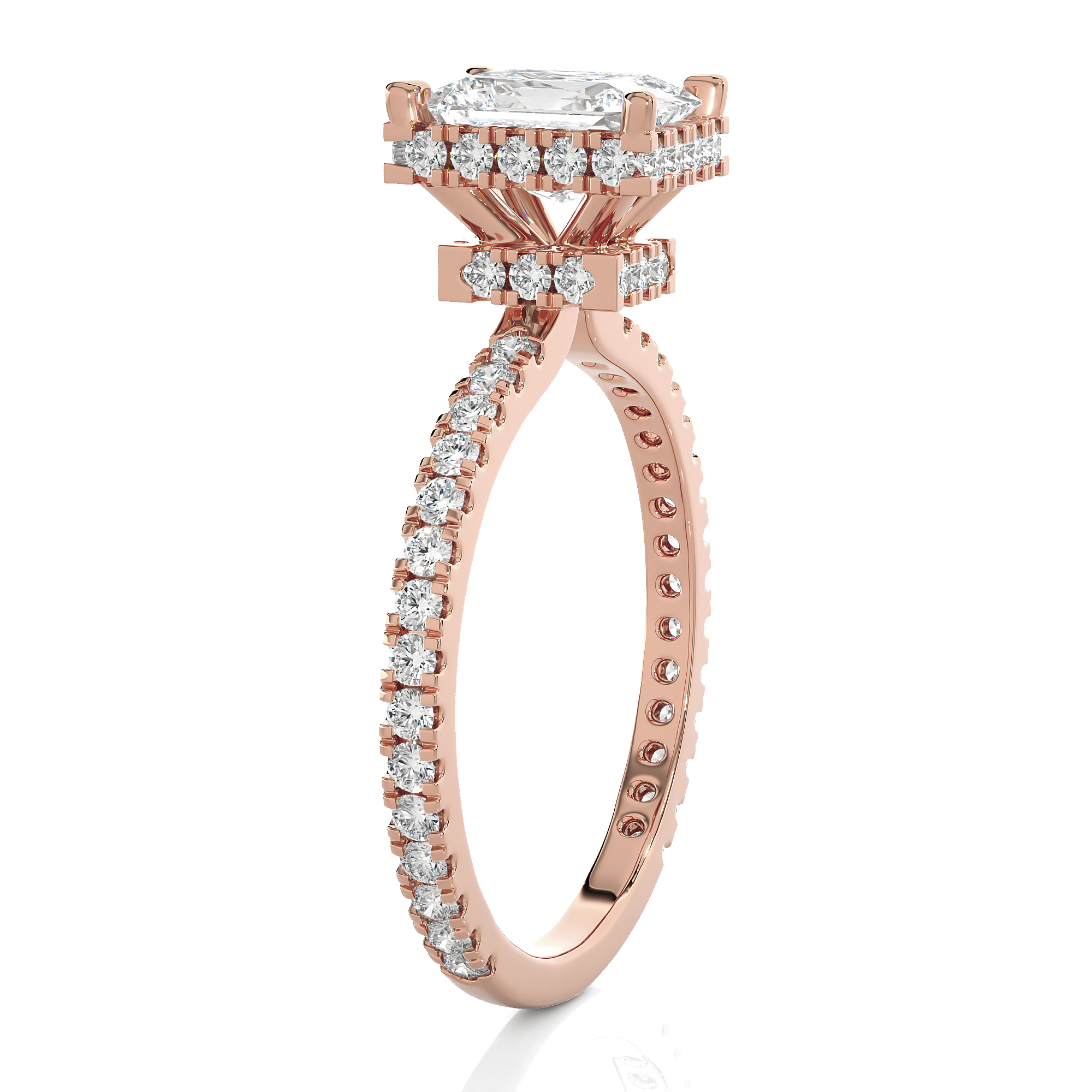 Emerald-Cut Lab Grown Diamond Halo Engagement Ring