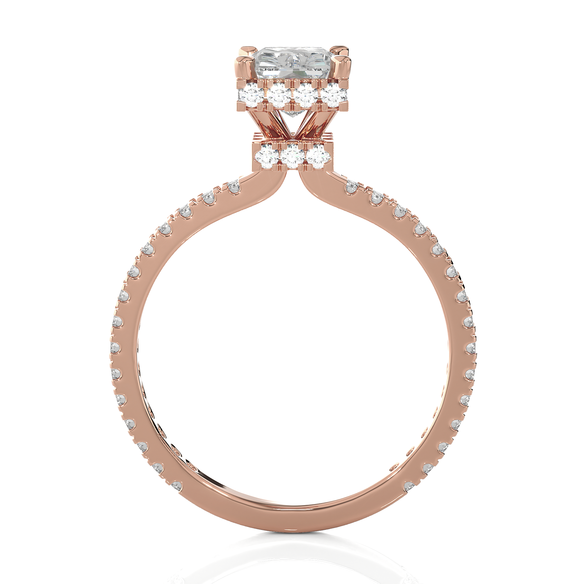 Emerald-Cut Lab Grown Diamond Halo Engagement Ring