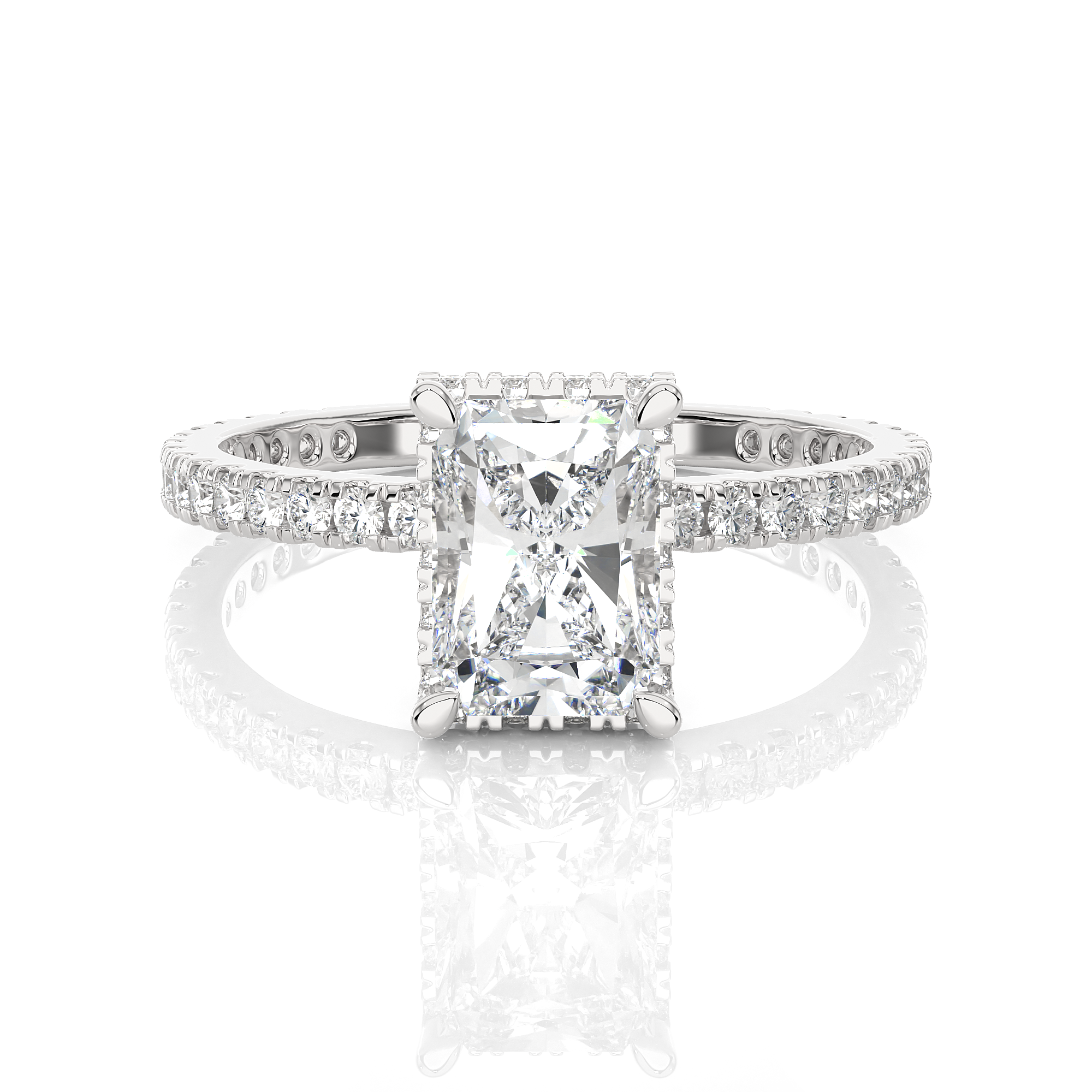 Emerald-Cut Lab Grown Diamond Halo Engagement Ring