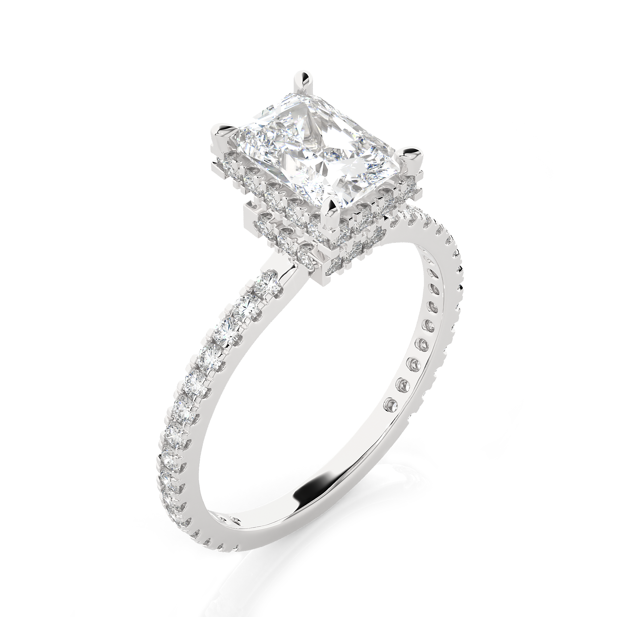 Emerald-Cut Lab Grown Diamond Halo Engagement Ring