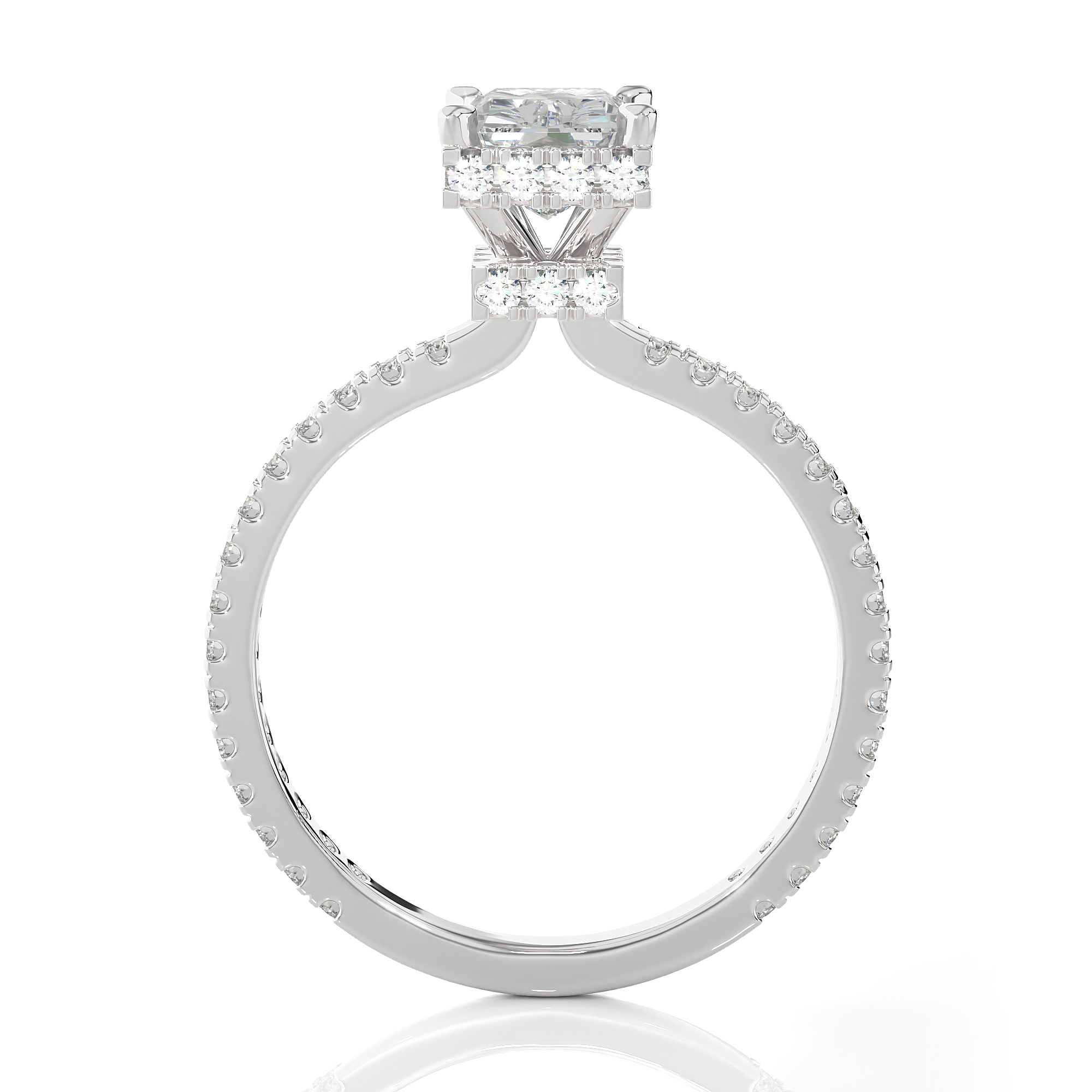 Emerald-Cut Lab Grown Diamond Halo Engagement Ring