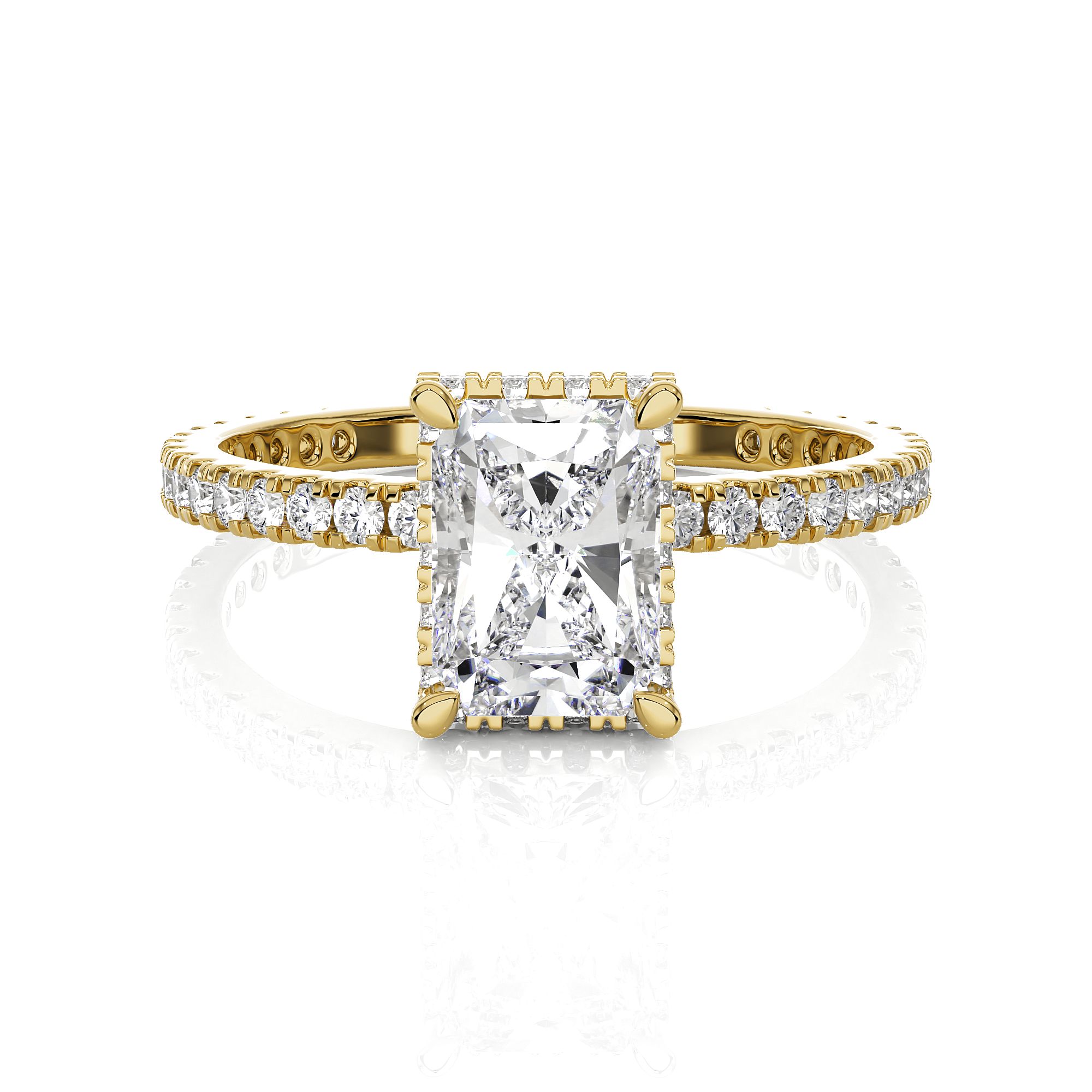 Emerald-Cut Lab Grown Diamond Halo Engagement Ring