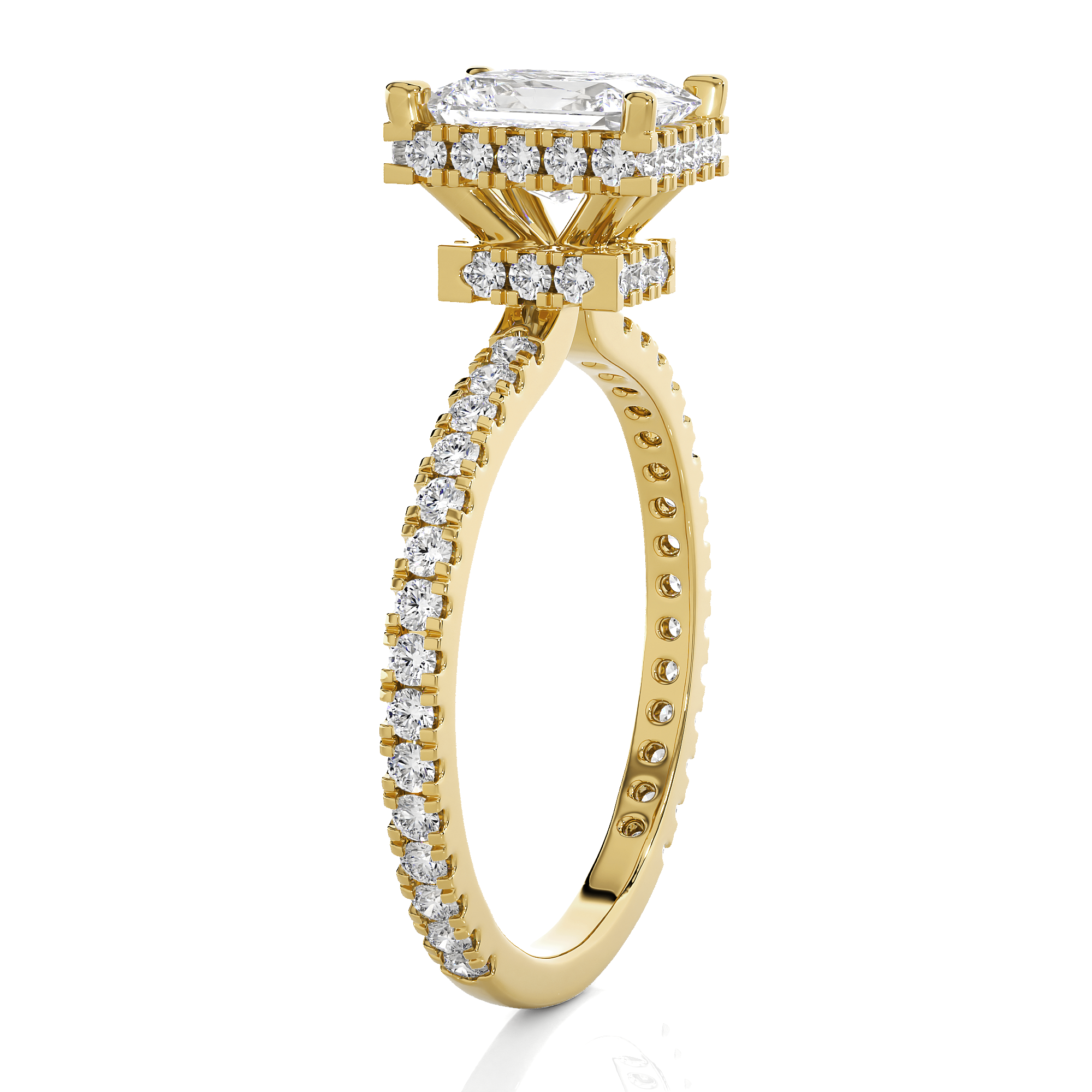 Emerald-Cut Lab Grown Diamond Halo Engagement Ring