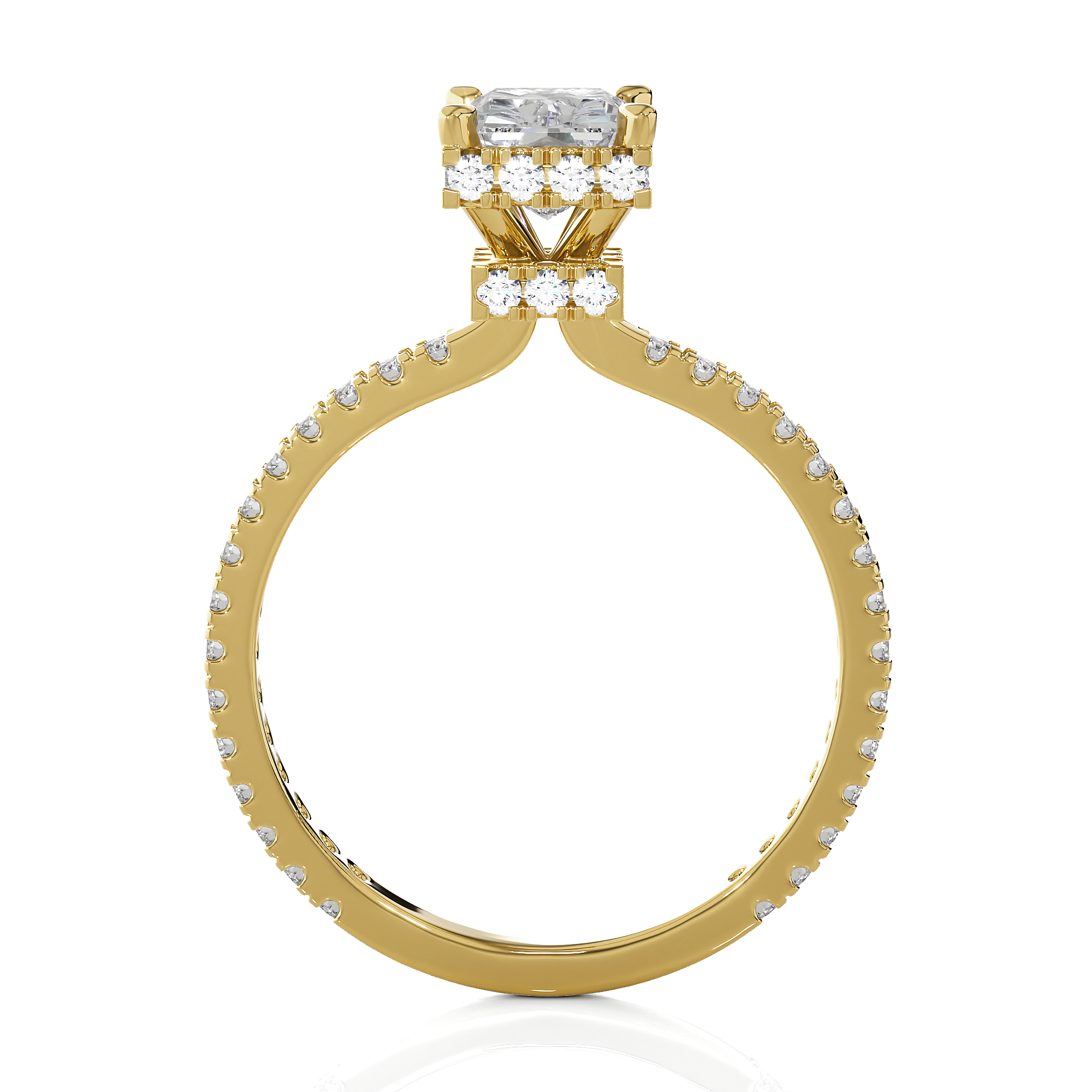 Emerald-Cut Lab Grown Diamond Halo Engagement Ring