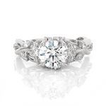 Round Lab Grown Diamond Side Stone Engagement Ring