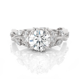 Round Lab Grown Diamond Side Stone Engagement Ring