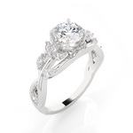 Round Lab Grown Diamond Side Stone Engagement Ring
