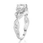 Round Lab Grown Diamond Side Stone Engagement Ring