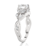Round Lab Grown Diamond Side Stone Engagement Ring