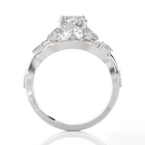 Round Lab Grown Diamond Side Stone Engagement Ring