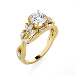 Round Lab Grown Diamond Side Stone Engagement Ring