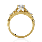 Round Lab Grown Diamond Side Stone Engagement Ring