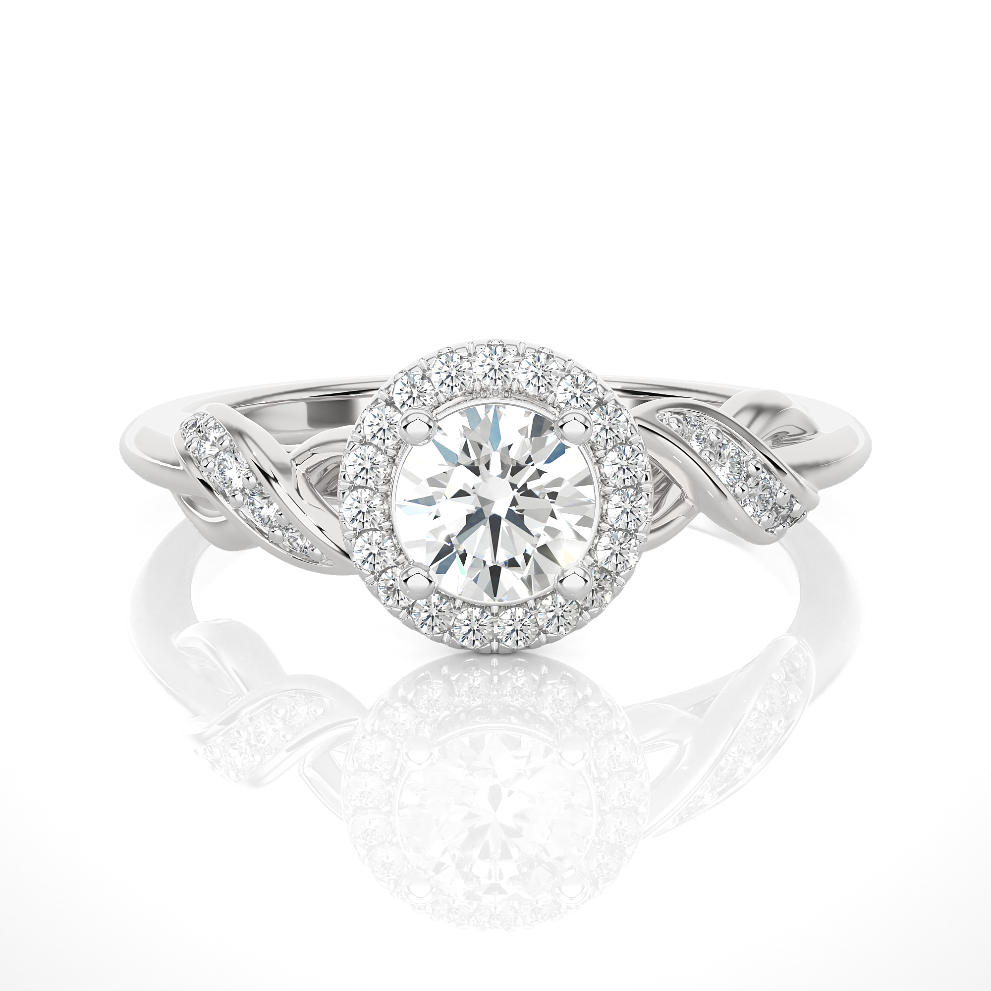 Round Lab Grown Diamond Halo Engagement Ring