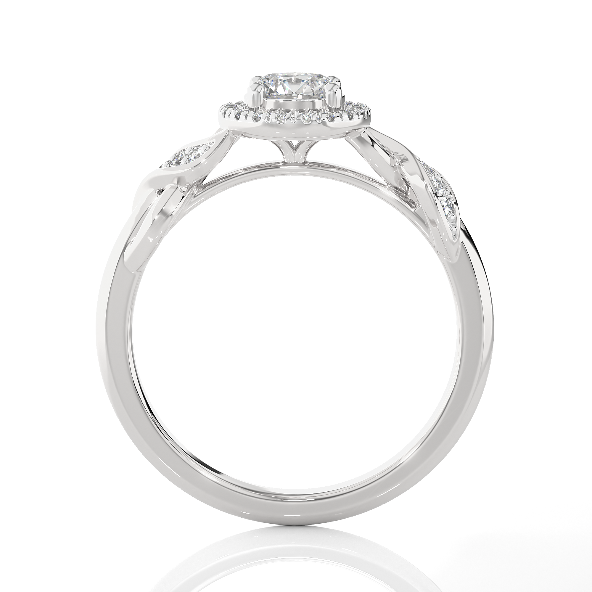 Round Lab Grown Diamond Halo Engagement Ring