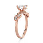 Round Lab Grown Diamond Side Stone Engagement Ring