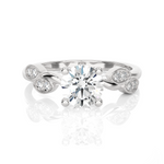Round Lab Grown Diamond Side Stone Engagement Ring