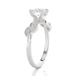 Round Lab Grown Diamond Side Stone Engagement Ring