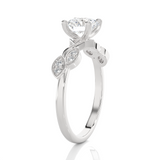 Round Lab Grown Diamond Side Stone Engagement Ring