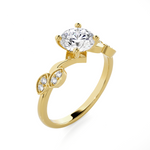 Round Lab Grown Diamond Side Stone Engagement Ring