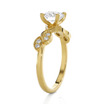 Round Lab Grown Diamond Side Stone Engagement Ring