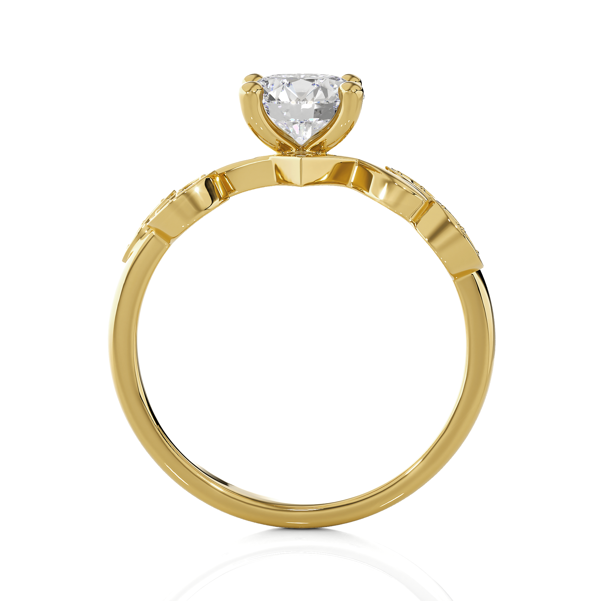 Round Lab Grown Diamond Side Stone Engagement Ring
