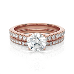 Round Lab Grown Diamond Side Stone Engagement Ring