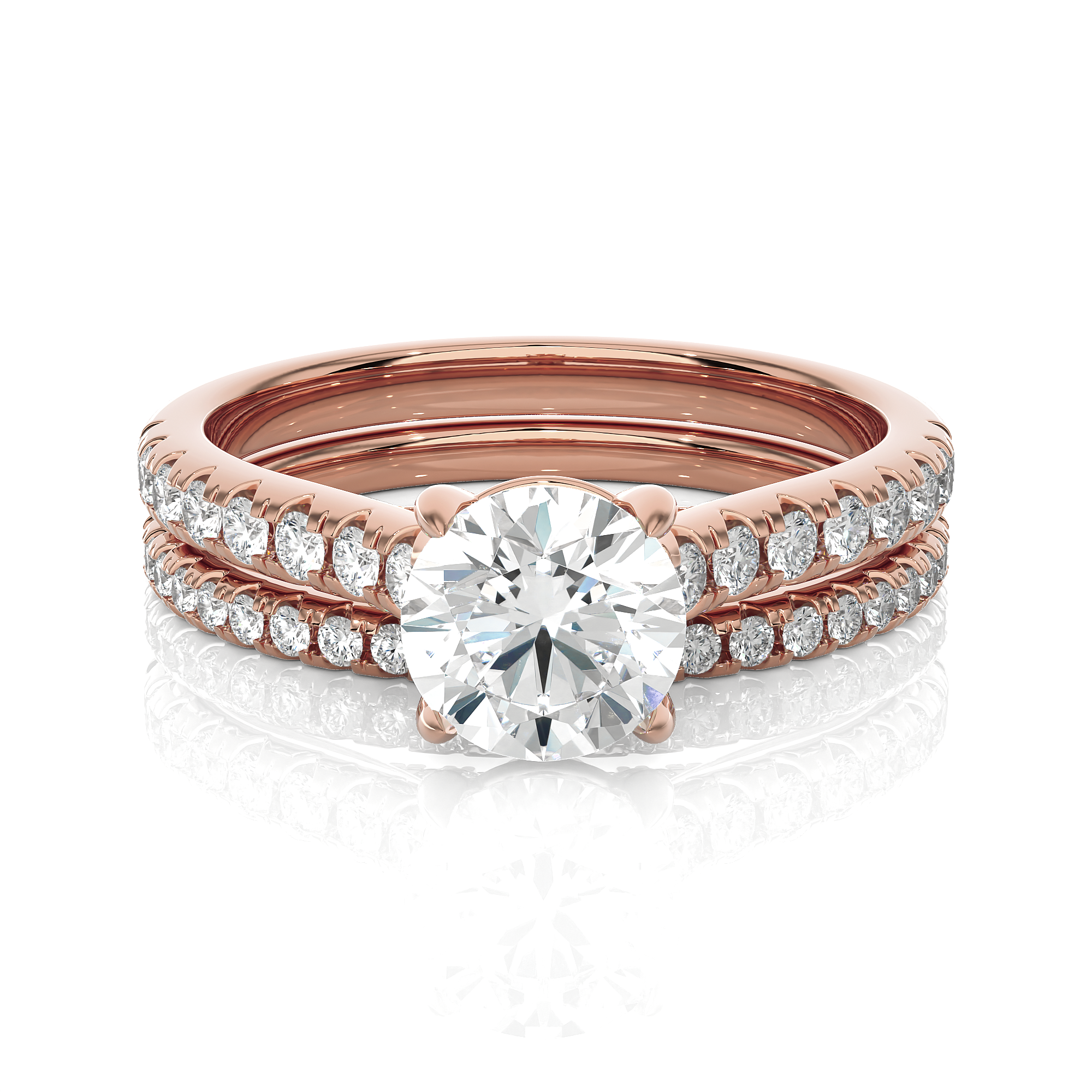 Round Lab Grown Diamond Side Stone Engagement Ring