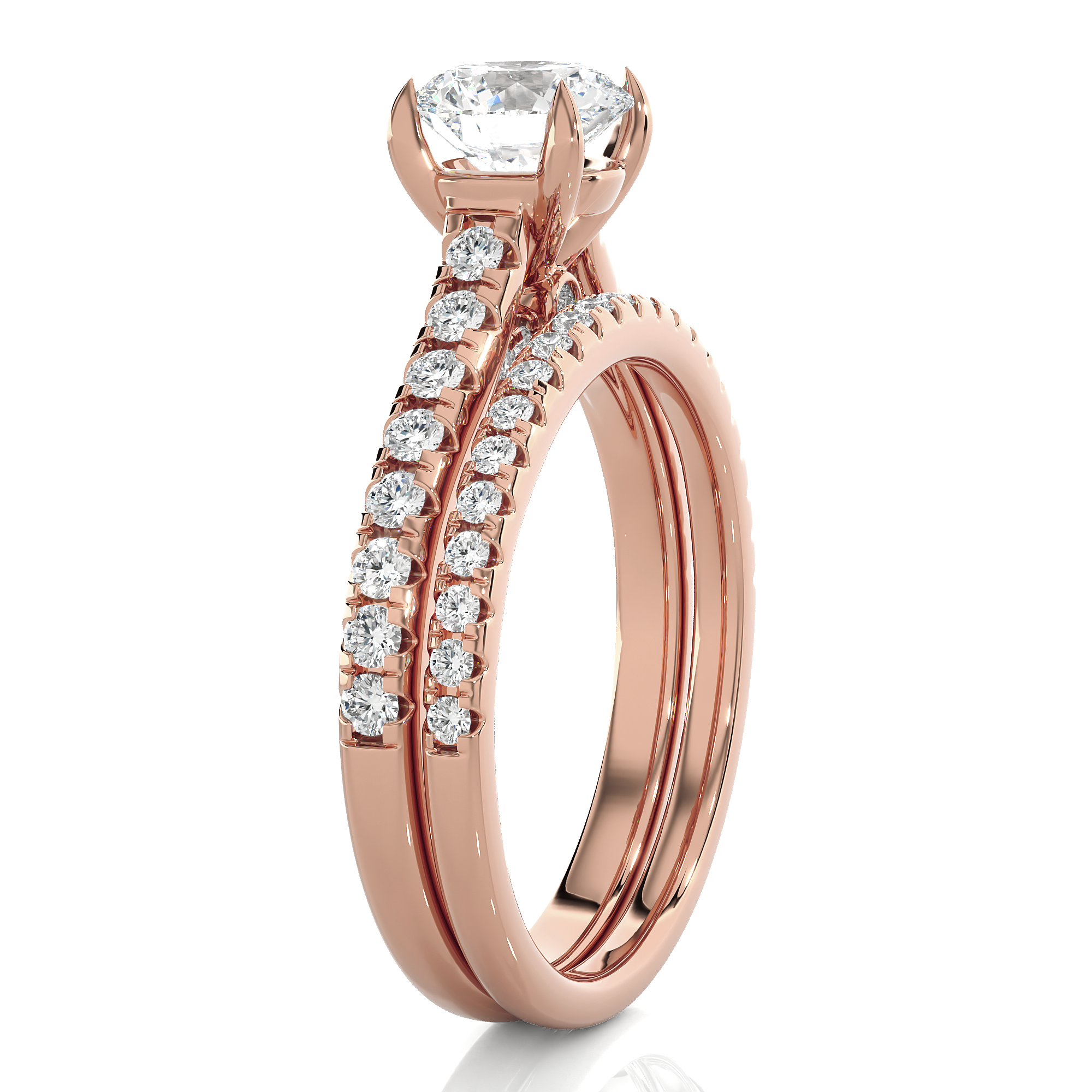 Round Lab Grown Diamond Side Stone Engagement Ring