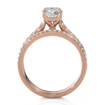Round Lab Grown Diamond Side Stone Engagement Ring