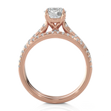 Round Lab Grown Diamond Side Stone Engagement Ring