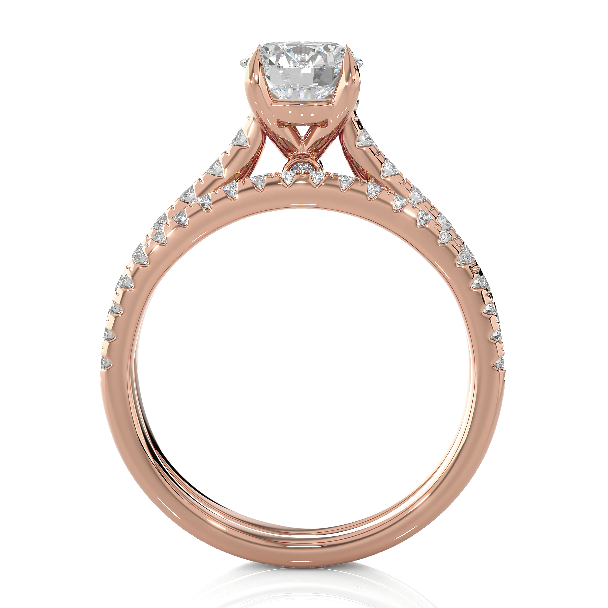 Round Lab Grown Diamond Side Stone Engagement Ring