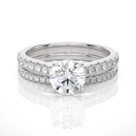Round Lab Grown Diamond Side Stone Engagement Ring