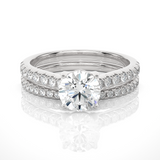 Round Lab Grown Diamond Side Stone Engagement Ring