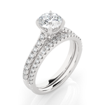 Round Lab Grown Diamond Side Stone Engagement Ring