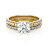 Round Lab Grown Diamond Side Stone Engagement Ring
