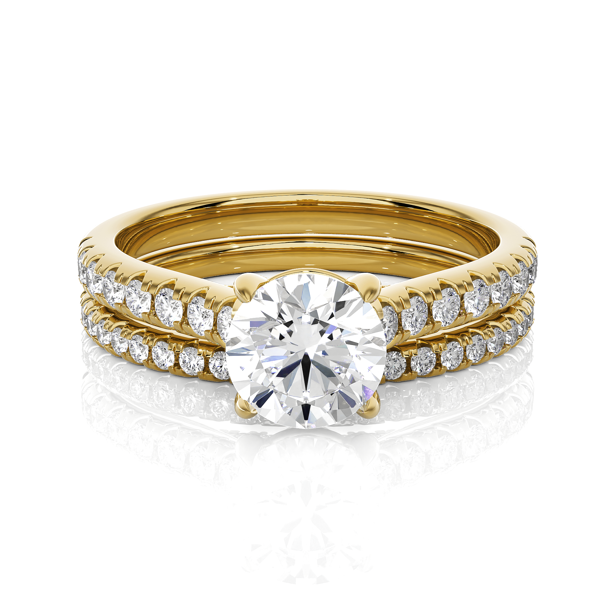 Round Lab Grown Diamond Side Stone Engagement Ring