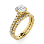 Round Lab Grown Diamond Side Stone Engagement Ring