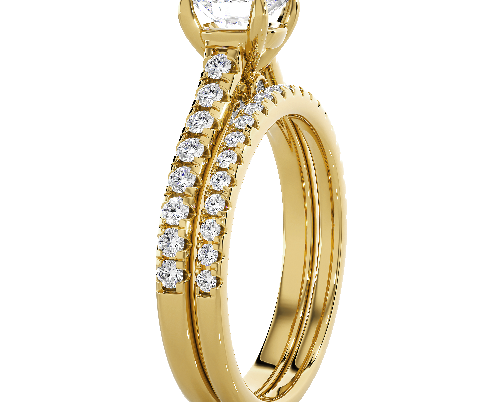 Round Lab Grown Diamond Side Stone Engagement Ring