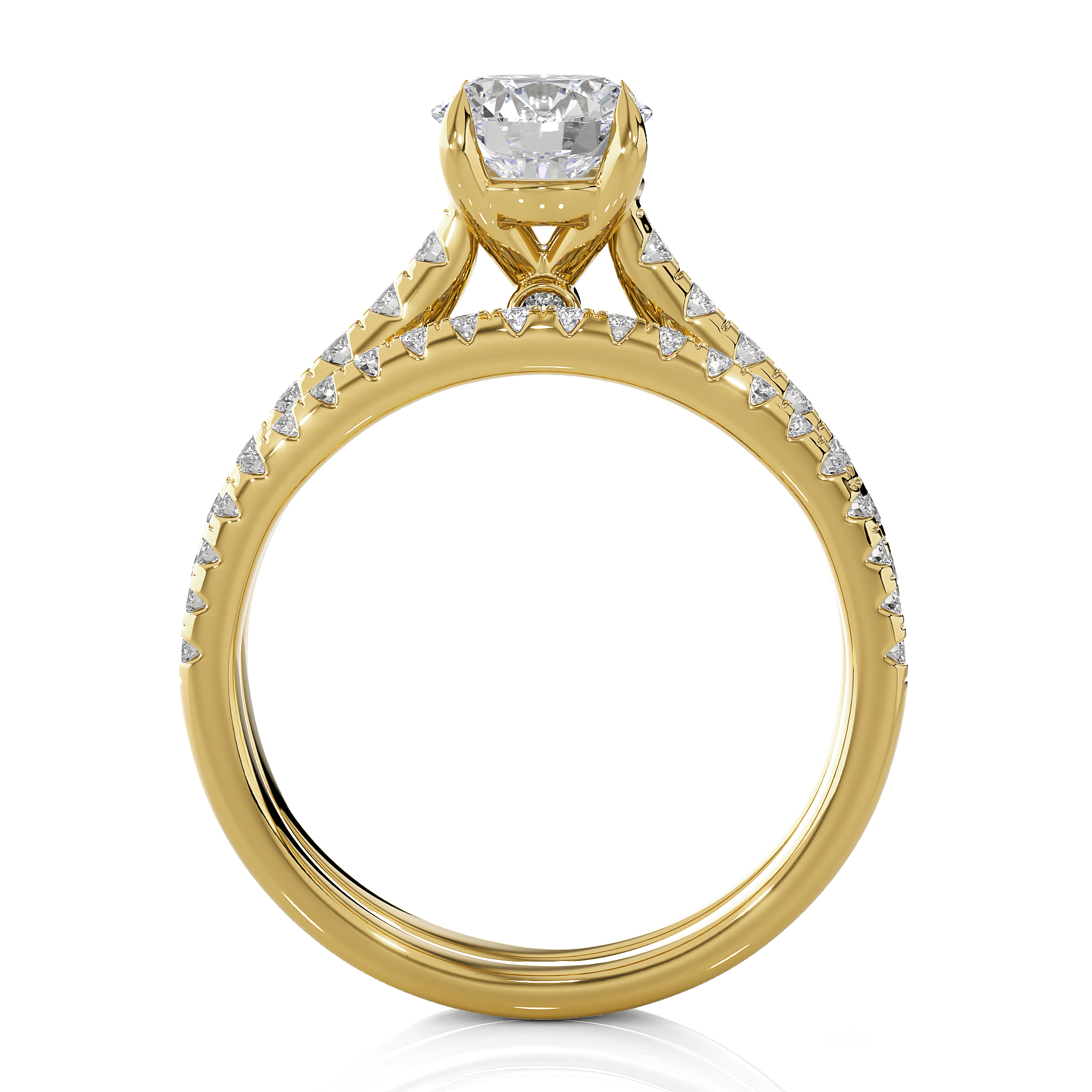 Round Lab Grown Diamond Side Stone Engagement Ring
